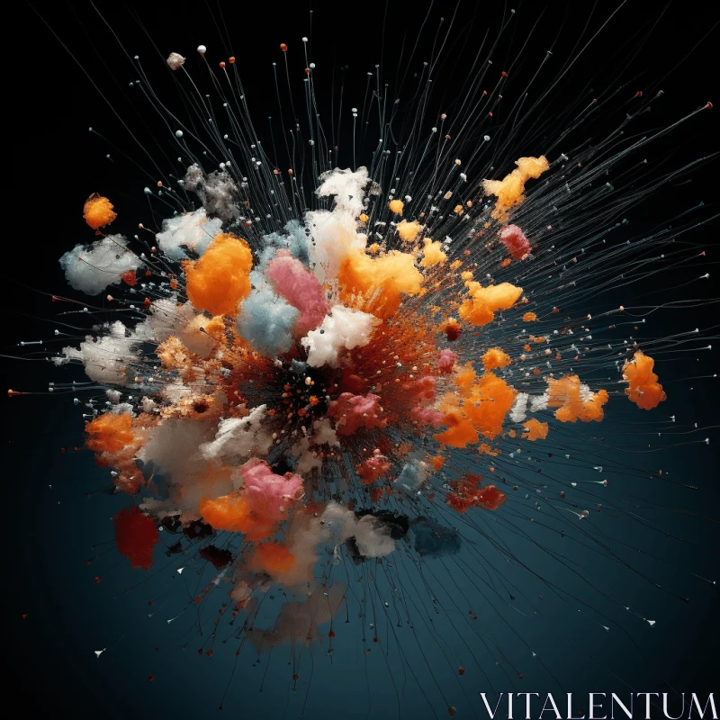 Vibrant and Dynamic Smoke Explosion on Black Background AI Image