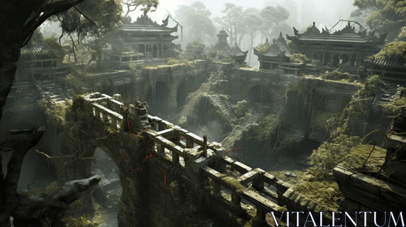 Enchanting Cliff Walkway in Imaginary Environment | Oriental-Inspired | Nature Wonders AI Image