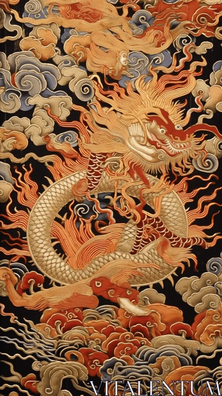 Captivating Dragon Painting on Wall | Luxurious Fabrics, Precisionist Lines AI Image