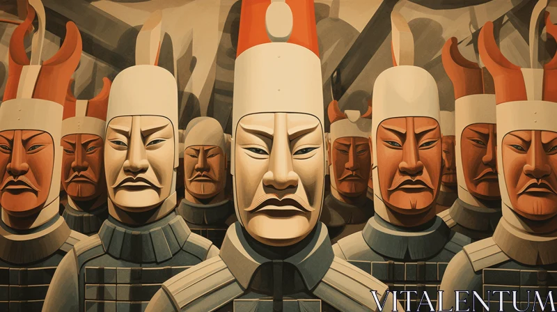 Asian Warriors | Animated Historical Painting | Neo-Classical Symmetry AI Image