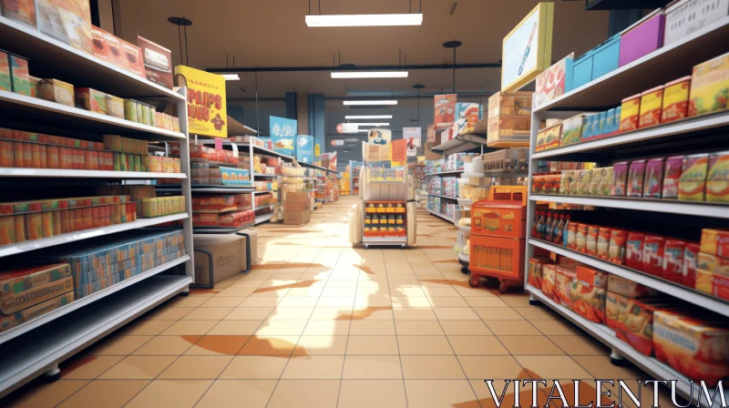 Captivating Pop Art 3D Animation: Store Aisle Shelves in Vibrant Colors AI Image