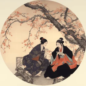 Japanese-Inspired Cherry Blossom Artwork with Delicate Composition