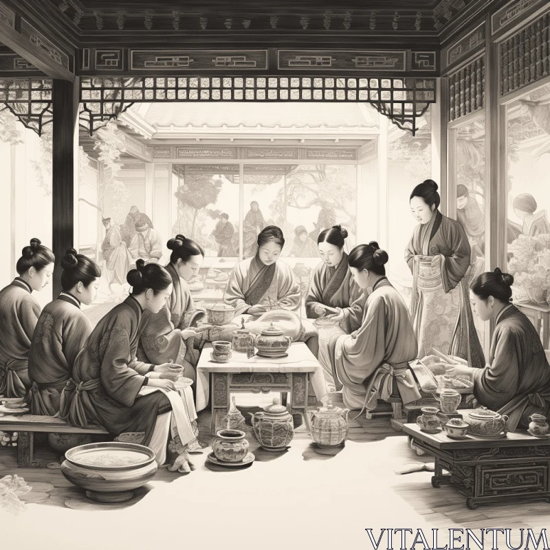 Captivating Chinese Ladies at a Table: A Stunning Artwork AI Image