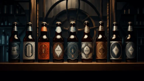 Vintage Craft Beer Bottles: Steampunk-Inspired Designs with Baroque-Esque Ornateness