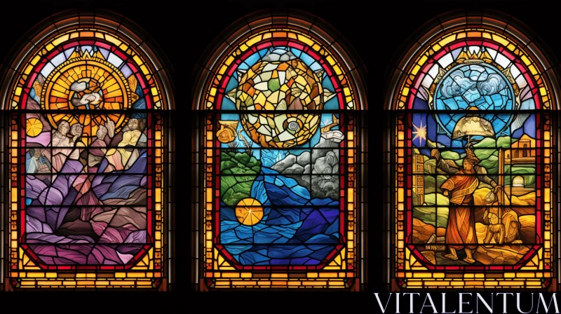 Captivating Stained Glass Windows: Realistic Depiction of Light AI Image