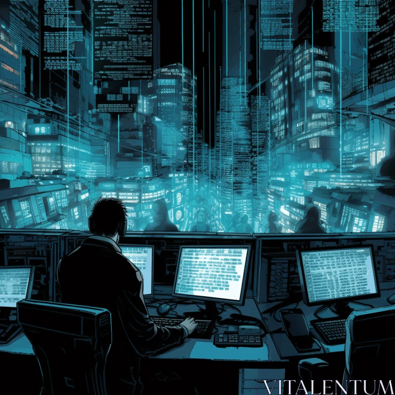 Captivating Illustration of a Man in a Futuristic City AI Image