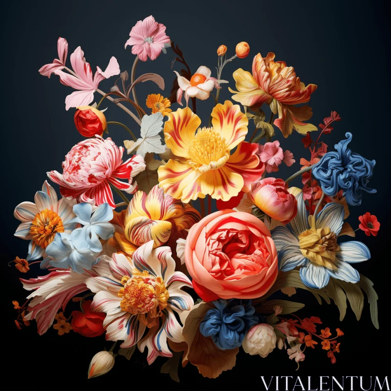 Vibrant Floral Bouquet in Glass Vase | Realistic and Hyper-Detailed AI Image