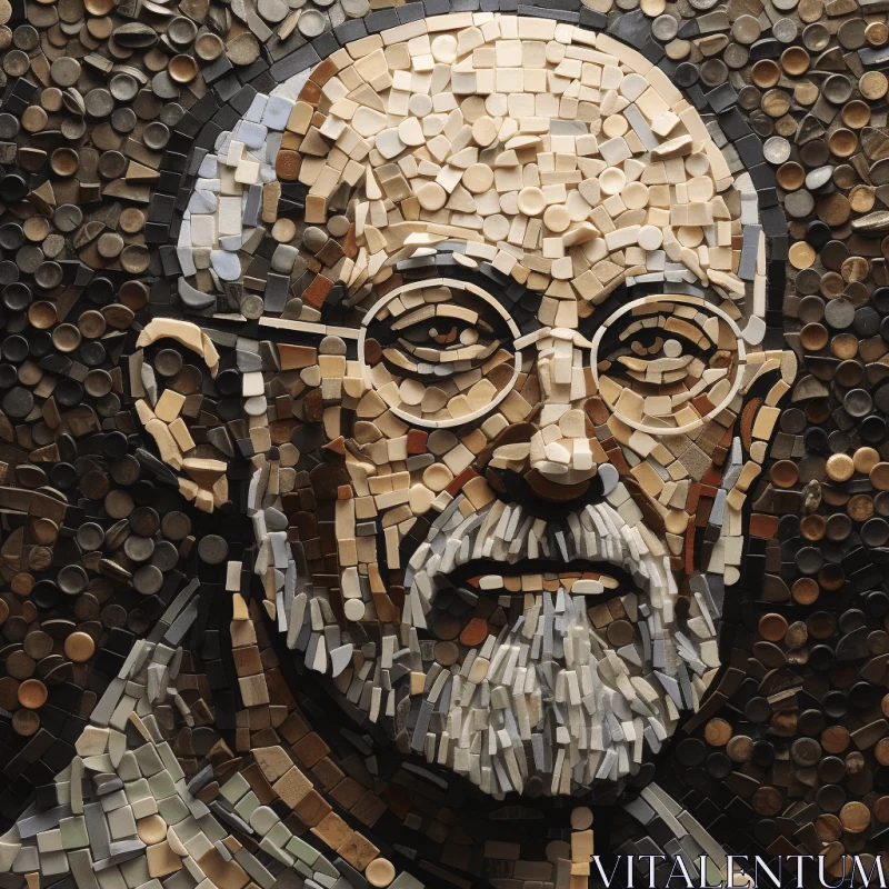 Captivating Artwork: Man Made of Coins | Wood Veneer Mosaics AI Image