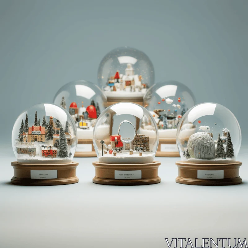 Snowglobes with Christmas Decor: Photorealistic Cityscapes and Industrial Design AI Image