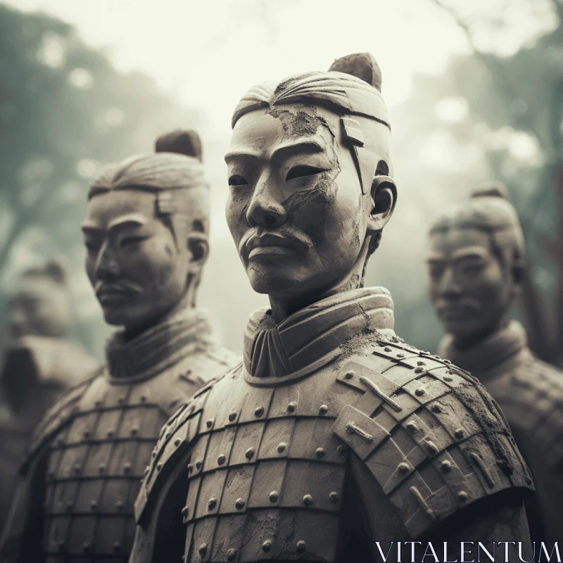 Terracotta Warriors: Powerful and Emotive Statues in Tilt-Shift Photography Style AI Image