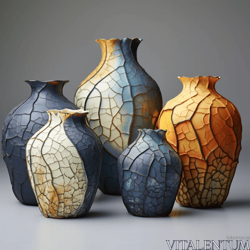Captivating and Realistic Painted Vases with Naturalistic Textures AI Image