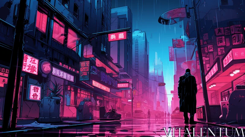 Enchanting Neon Cityscape: A Captivating Stroll through Futuristic Streets AI Image
