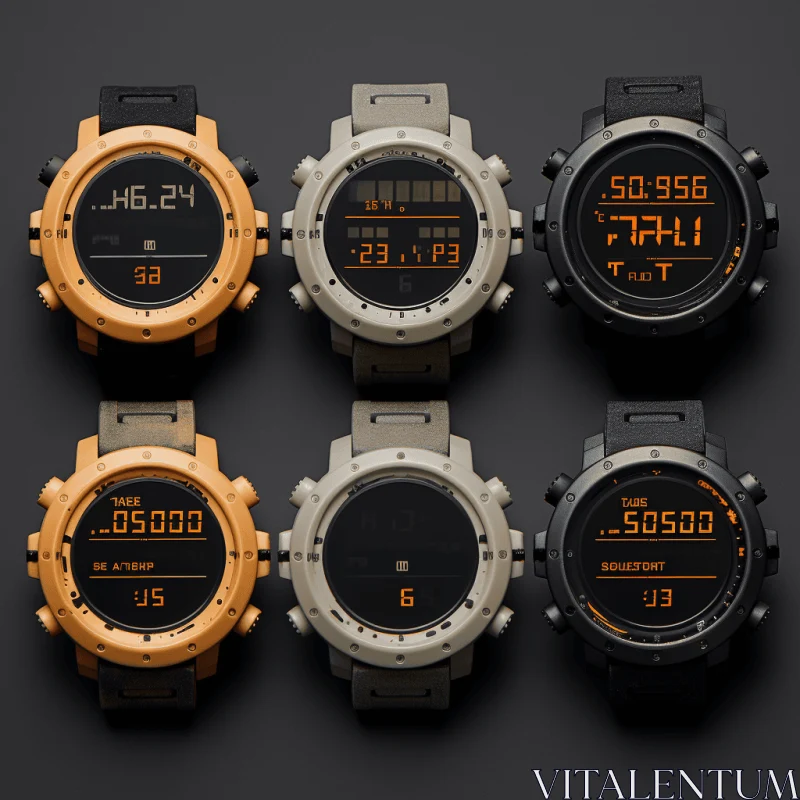 Captivating Digital Watches in Orange and Bronze | Traincore Aesthetic AI Image