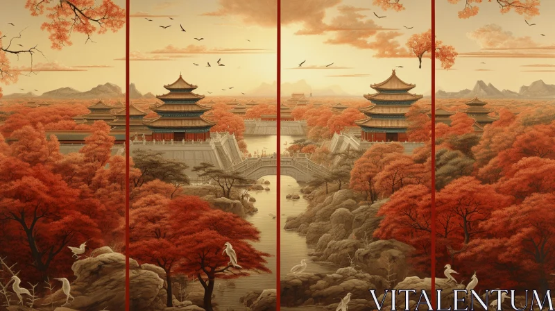 Captivating Oriental Landscape Paintings in Realistic Style AI Image