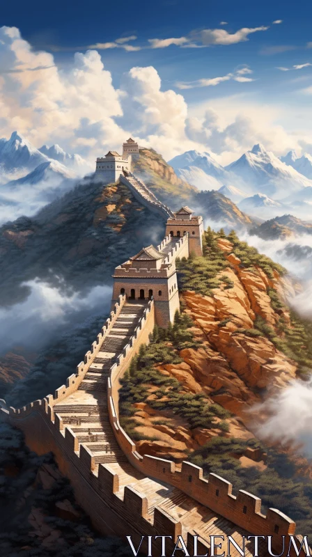 The Great Wall of China: A Detailed Fantasy Artwork AI Image