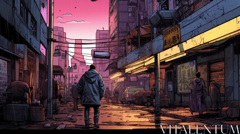Captivating Urban Street Art Inspired by Cyberpunk Manga AI Image
