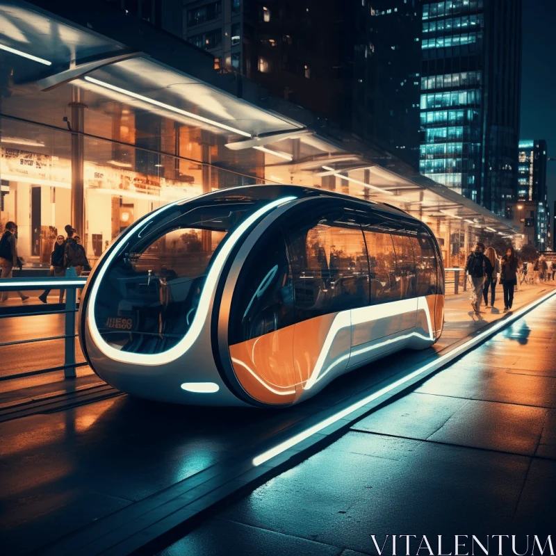 Futuristic Trolley in Urban Infrastructure | Digital Art AI Image