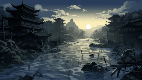 Asian Style Town: Luminosity of Water in Epic Landscapes
