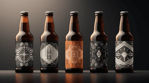 Geometric Beer Bottle Designs with Darkly Detailed Line Work | Aztec Art