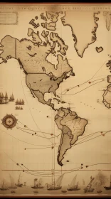 Vintage Map of the World with Sailors | Americana Chronicler
