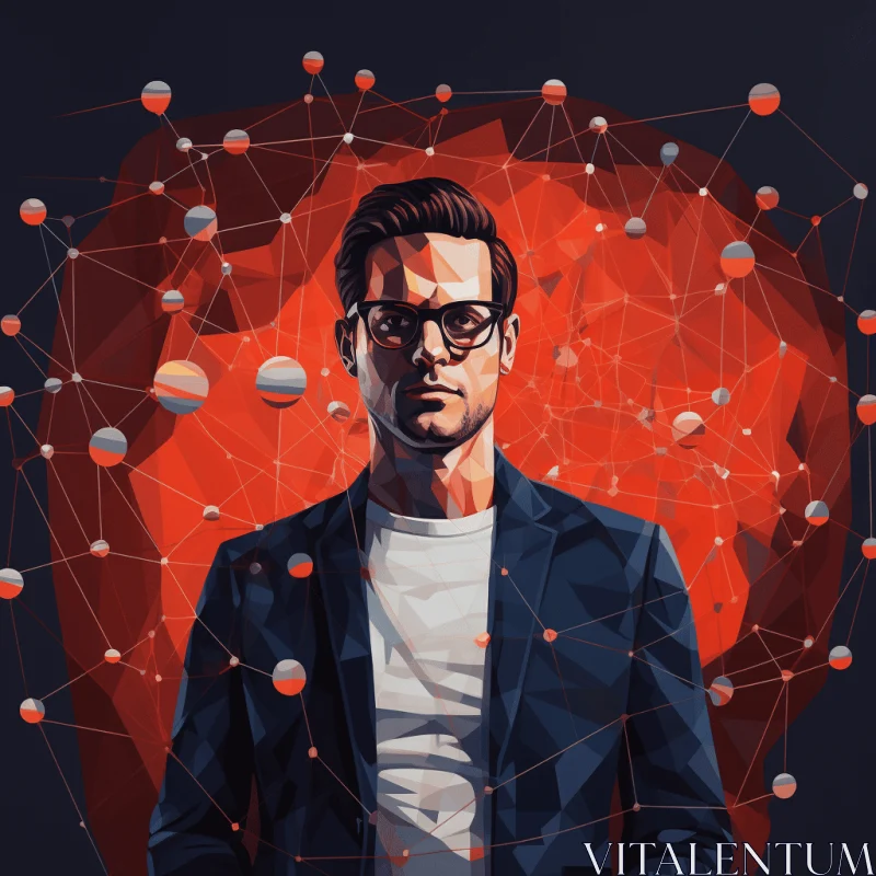 Captivating Artwork of a Man and Connections in a Modern Style AI Image