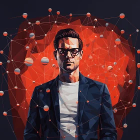 Captivating Artwork of a Man and Connections in a Modern Style