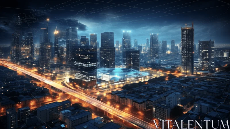 Futuristic Cityscape at Night: Detailed World-Building and Urban Energy AI Image