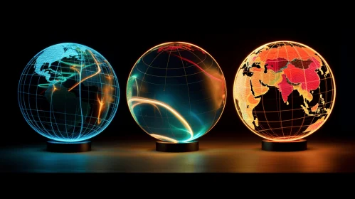 Glowing Globe Lamps: A Fusion of Digital Neon and Traditional Arts