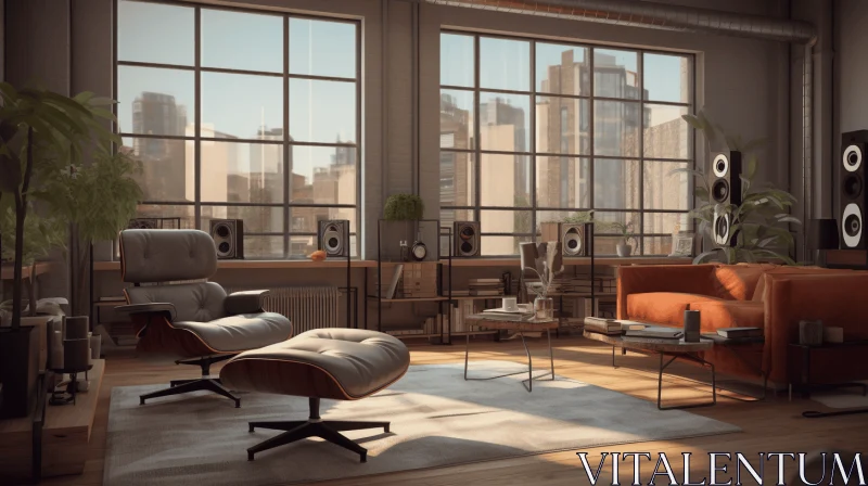 Cozy Living Room in an Apartment | Unreal Engine 5 | Industrial Landscapes AI Image
