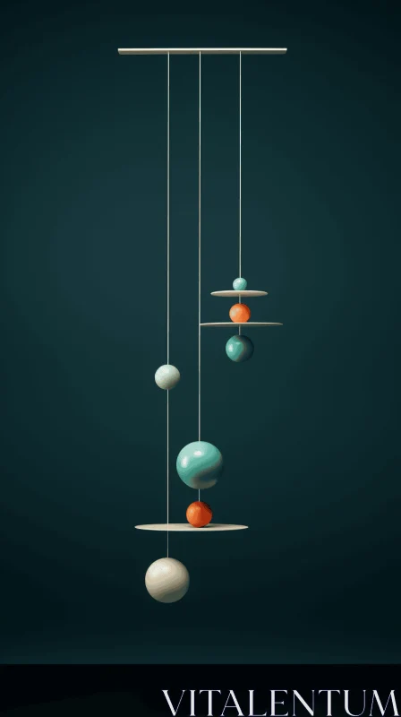Hanging Multicolored Ball | Minimalistic Geometric Shapes | Classical Balance AI Image