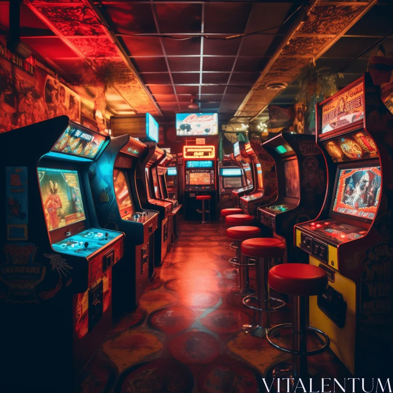 Vintage Arcade Game Machines: A Nostalgic Delight AI Image