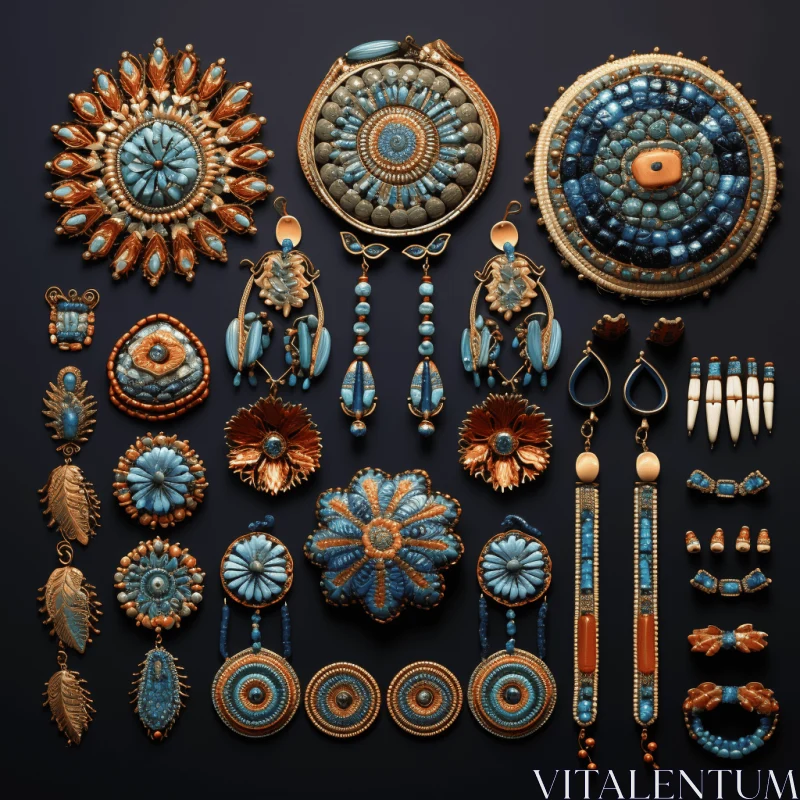 Exquisite Blue and Brown Beaded Earrings Collection AI Image