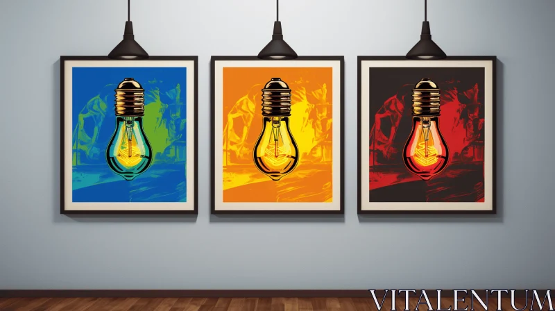 AI ART Glowing Light Bulb in Bold and Vibrant Colors - Urban Energy Art