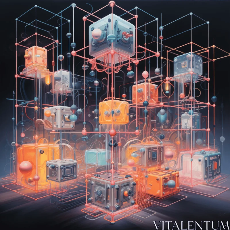 Electronic Cubes: A Futuristic Illustration of Precise Architecture AI Image