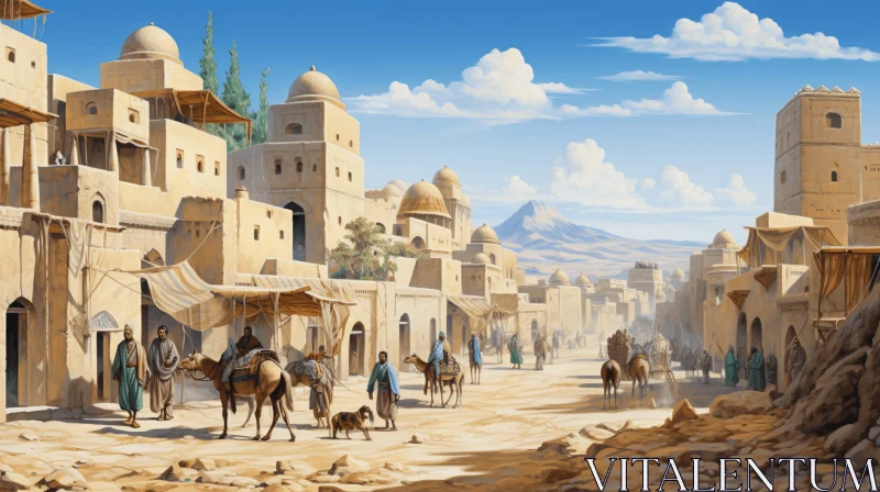 Captivating Desert Town Scene | Everyday Life Depiction AI Image