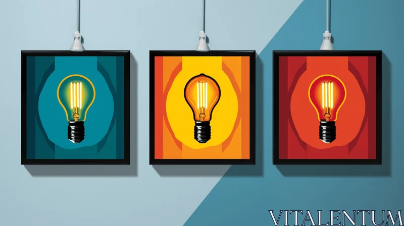 Colorful Pop Art Light Bulb Frames - Graphic Design Inspired Illustration AI Image