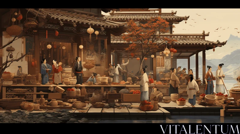 Captivating Ancient Market Scene with Realistic and Hyper-Detailed Renderings AI Image