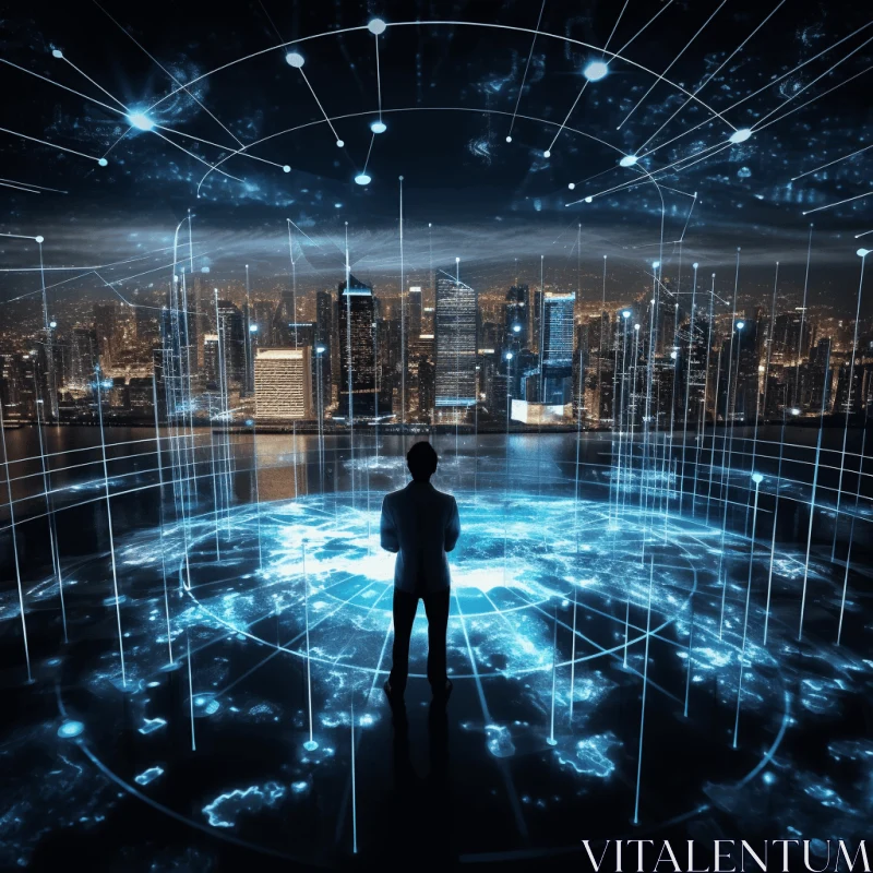 Futuristic Digital Network: Hyperrealistic Environments and Techno Shamanism AI Image