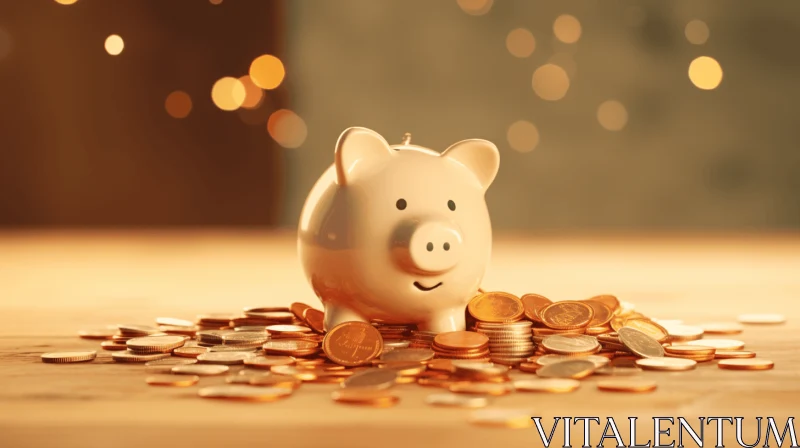 Captivating Piggy Bank and Gold Coins Composition AI Image