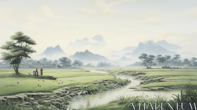 Captivating Asian Landscape Painting | Realistic Rendering AI Image