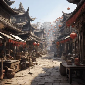 Intricately Designed Asian Street with Red Lanterns | Unreal Engine 5