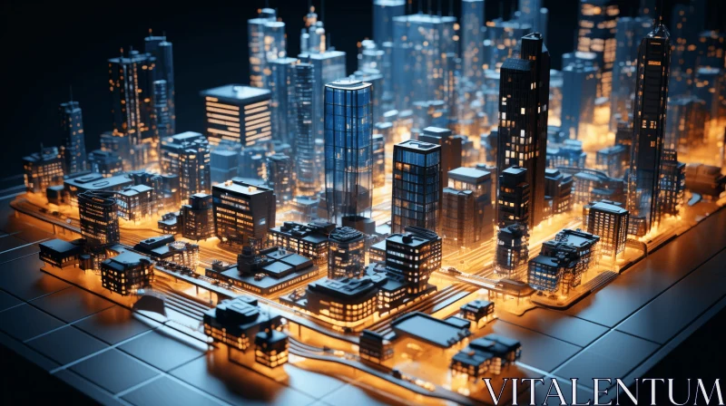 Captivating 3D Cityscape with Neon Lights | Architectural Design AI Image