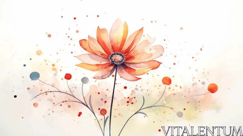 Whimsical Watercolor Flower Illustration with Serene Beauty AI Image