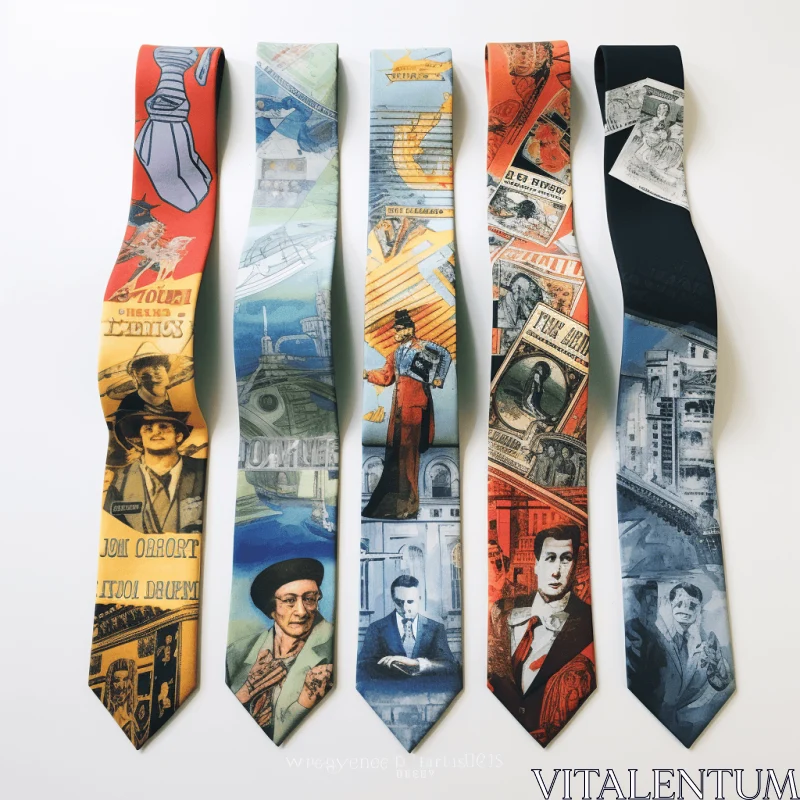 Captivating Vintage Ties with Comic Book Images | Fashion Accessories AI Image