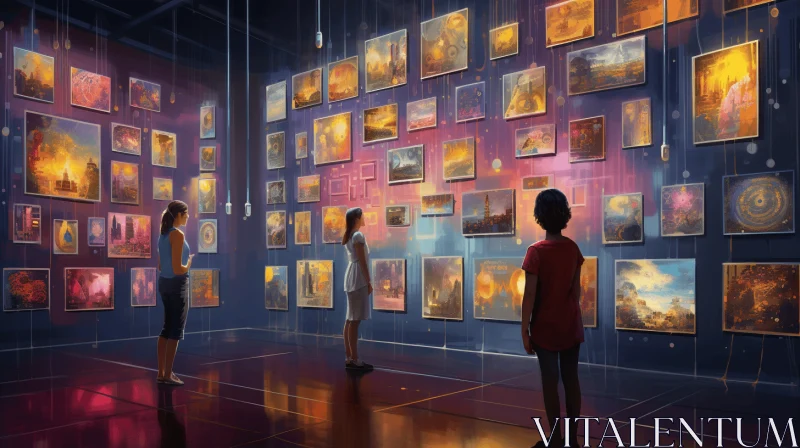 Captivating Digital Art in a Museum | Vibrant Colors | Enchanting Bokeh Panorama AI Image