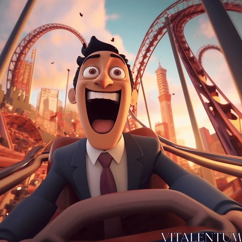 AI ART Captivating Image: Character in a Suit Driving an Amusement Park Ride