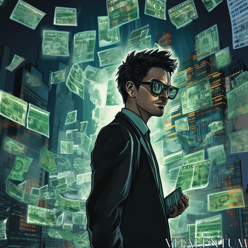 The Enigmatic Encounter: A Captivating Comic Book Art Depicting Urban Life AI Image