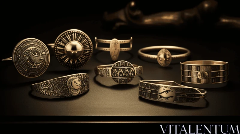 Engraved Rings Inspired by Ancient World Motifs AI Image