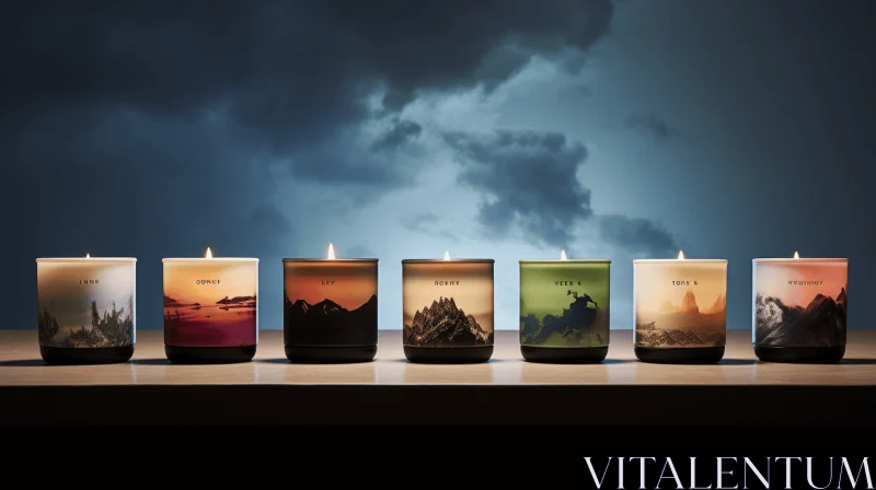 Captivating Landscapes Illuminated by Seven Candles AI Image