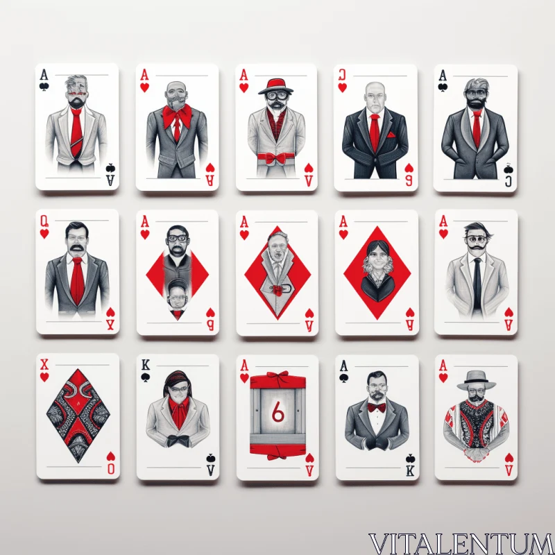 Exquisite Playing Cards with Realistic Human Figures | Grey Background AI Image